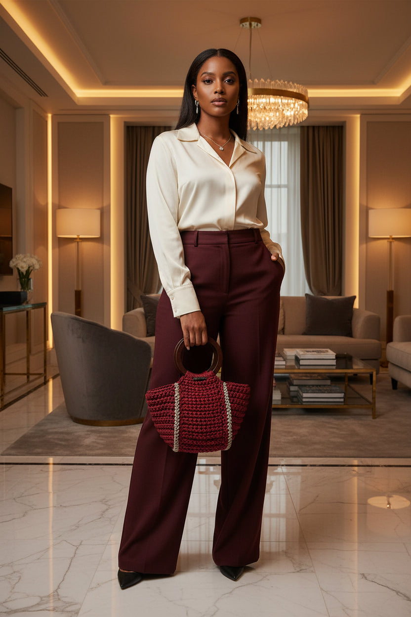 Two-toned medium Akorfa crochet handbag